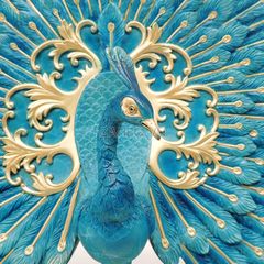 Tượng Đồng Chim Công Khổng Tước Xòe Đuôi - Xanh Lam Ngọc