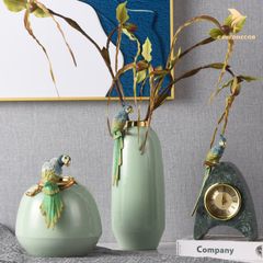 Đồng Hồ Trang Trí Để Bàn Hiện Đại - Vẹt Đá Xanh