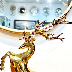 Tượng Trang Trí Để Bàn Hiện Đại - Hươu Sừng Lộc Vàng