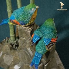 Tượng Tiểu Cảnh Đôi Chim Cành Trúc Bằng Đồng