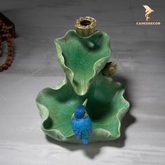 Thác Khói Trầm Hương Lá Sen Bằng Đồng