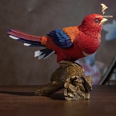Chim Nuốc Đầu Đỏ Bằng Đồng - BST Tượng Chim 