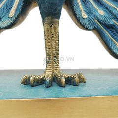 Tượng Đồng Chim Công Khổng Tước Xòe Đuôi - Xanh Lam Ngọc