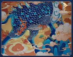 Tranh Đồng Kỳ Lân Xanh Dương Huyết - Quyền Uy
