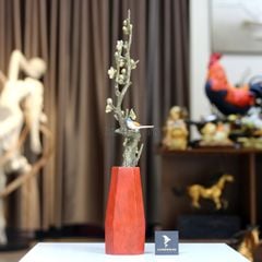 Bình Hoa Trang Trí - Cành Mận Nở Hoa Bằng Đồng