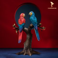 Tượng Đôi Vẹt Uyên Ương Bằng Đồng - Cao Cấp