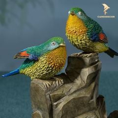 Tượng Tiểu Cảnh Đôi Chim Cành Trúc Bằng Đồng