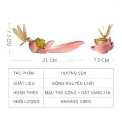 Lư Đốt Trầm Hoa Sen Chuồn Chuồn Bằng Đồng