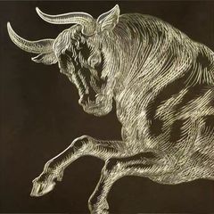 Tranh Đồng Điêu Khắc Thủ Công Bò Tót Tài Chính Phong Thuỷ