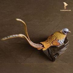 Chim Trĩ Đuôi Dài Bằng Đồng - Tượng Để Bàn Trang Trí