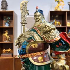 Tượng Quan Công Cầm Đao Bằng Đồng - Uy Nghi Trấn Trạch