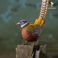Chim Trĩ Đuôi Dài Bằng Đồng - Tượng Để Bàn Trang Trí