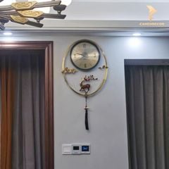 Đồng Hồ Trang Trí Treo Tường Hươu Vàng Trường Thọ