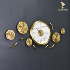 Đồng Hồ Treo Tường Sen Cá Bằng Đồng - Kim Trôi | Cá Heo Decor