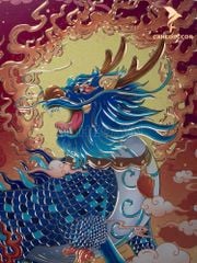 Tranh Đồng Kỳ Lân Xanh Dương Huyết - Quyền Uy