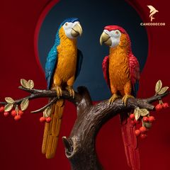 Tượng Đôi Vẹt Uyên Ương Bằng Đồng - Cao Cấp