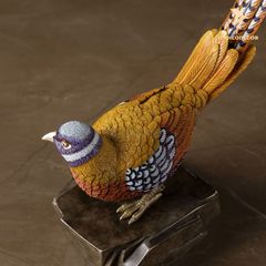 Chim Trĩ Đuôi Dài Bằng Đồng - Tượng Để Bàn Trang Trí