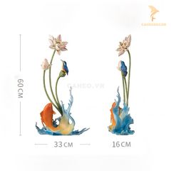Tượng Đồng Trang Trí Để Bàn Tiểu Cảnh Cá Chép Hoa Sen