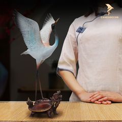 Tượng Hạc Đứng Lưng Rùa Bằng Đồng