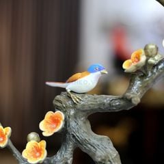 Bình Hoa Trang Trí - Cành Mận Nở Hoa Bằng Đồng