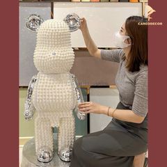 Tượng Gấu Mô Hình Bearbrick Ngọc Trai 80cm