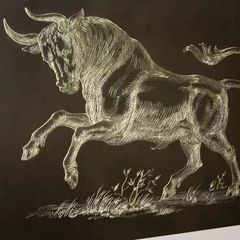 Tranh Đồng Điêu Khắc Thủ Công Bò Tót Tài Chính Phong Thuỷ