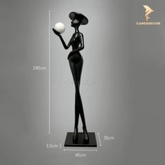 Tượng Đèn Sàn Trang Trí - Cô Gái Châu Âu