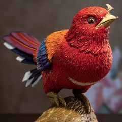 Chim Nuốc Đầu Đỏ Bằng Đồng - BST Tượng Chim 