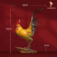 Tượng Đồng Gà Trống Vàng May Mắn - Cao Cấp