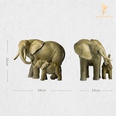 Tượng Đôi Voi Mẹ Con Bằng Đồng - Cao Cấp