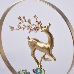 Trang Trí Để Bàn Hươu Trường Thọ Hoa Đào