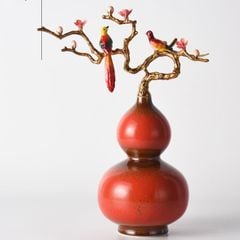 Trang Trí Để Bàn - Hồ Lô Phúc Lộc Cặp Chim Vàng An Vui