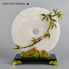 Đồng Điếu Bạch Ngọc Cây Tre Trang Trí Tủ Kệ, Quà Tặng Cao Cấp