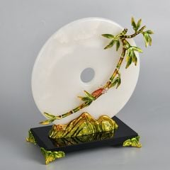 Đồng Điếu Bạch Ngọc Cây Tre Trang Trí Tủ Kệ, Quà Tặng Cao Cấp