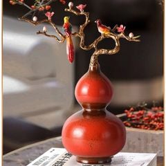 Trang Trí Để Bàn - Hồ Lô Phúc Lộc Cặp Chim Vàng An Vui