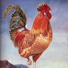 Tranh Gà Trống Điêu Khắc Thủ Công Bằng Đồng