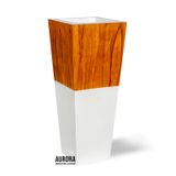  High Tapered Fiberglass Pot With Wood Veneer Surface 