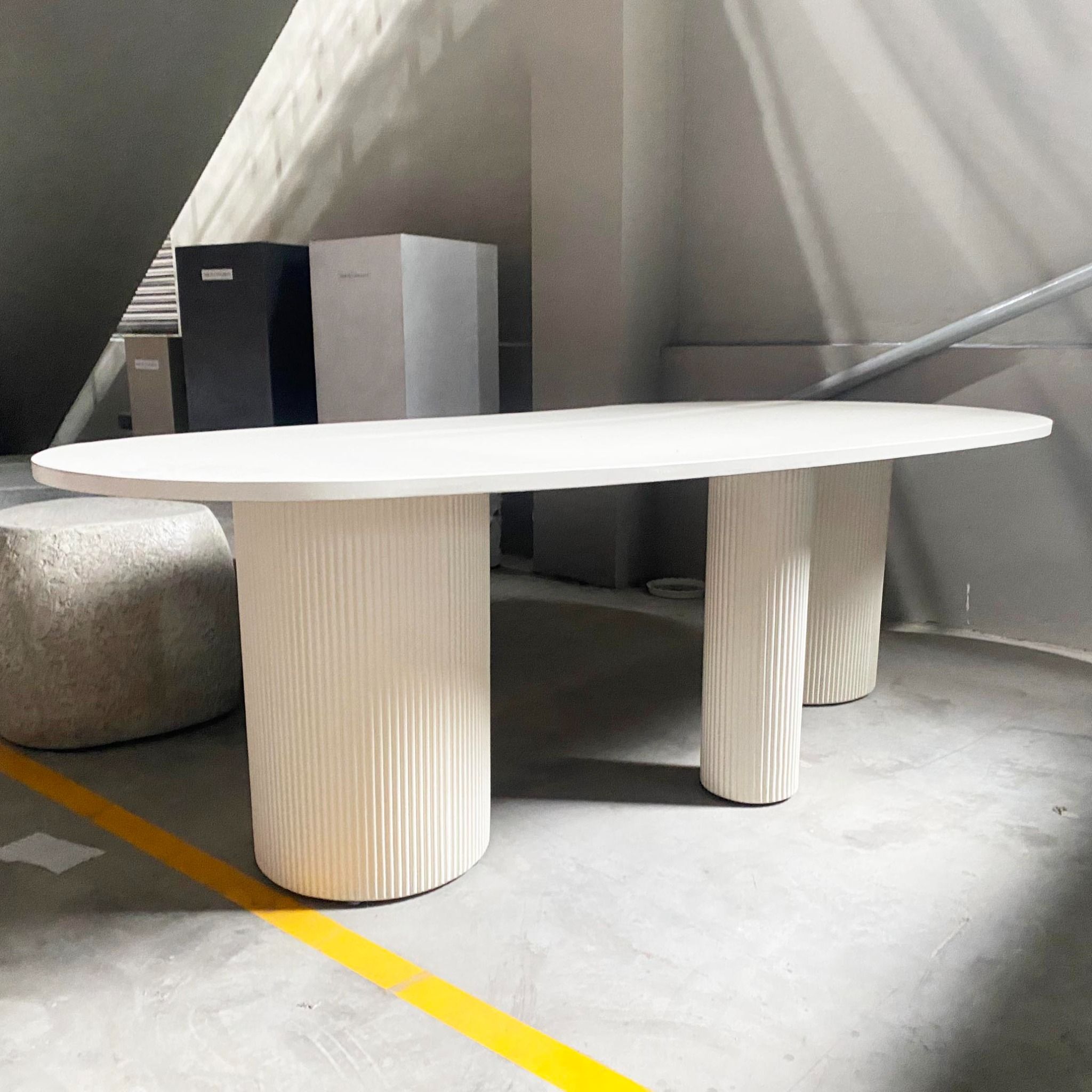  Oval Shape Large Concrete Dining Table 