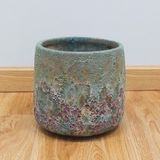  Round Green Rust Cylinder Ceramic Pot 