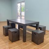  Rectangle Concrete Dining Table And Stool Set 