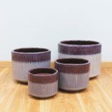  Striped Cylinder Ceramic Planter Pot 