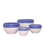  Ceramic Indoor Planters with Blue Trim | AUD002 