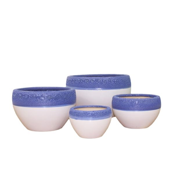Ceramic Indoor Planters with Blue Trim AUD002 - 1
