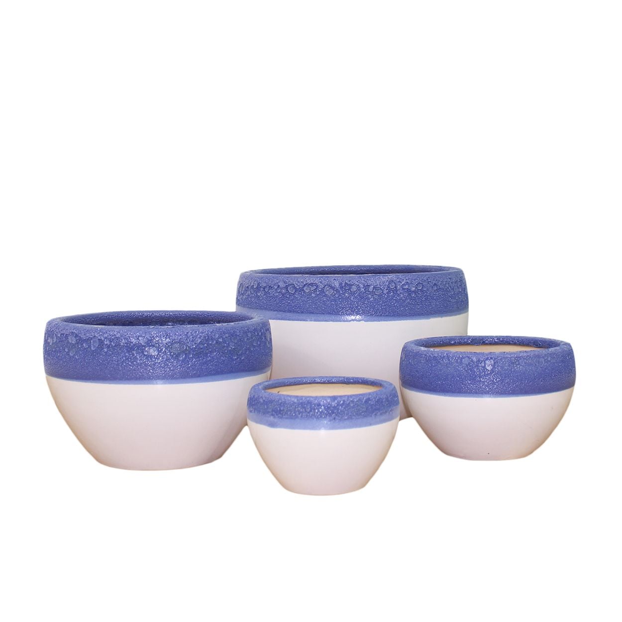  Ceramic Indoor Planters with Blue Trim | AUD002 