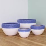  Ceramic Indoor Planters with Blue Trim | AUD002 