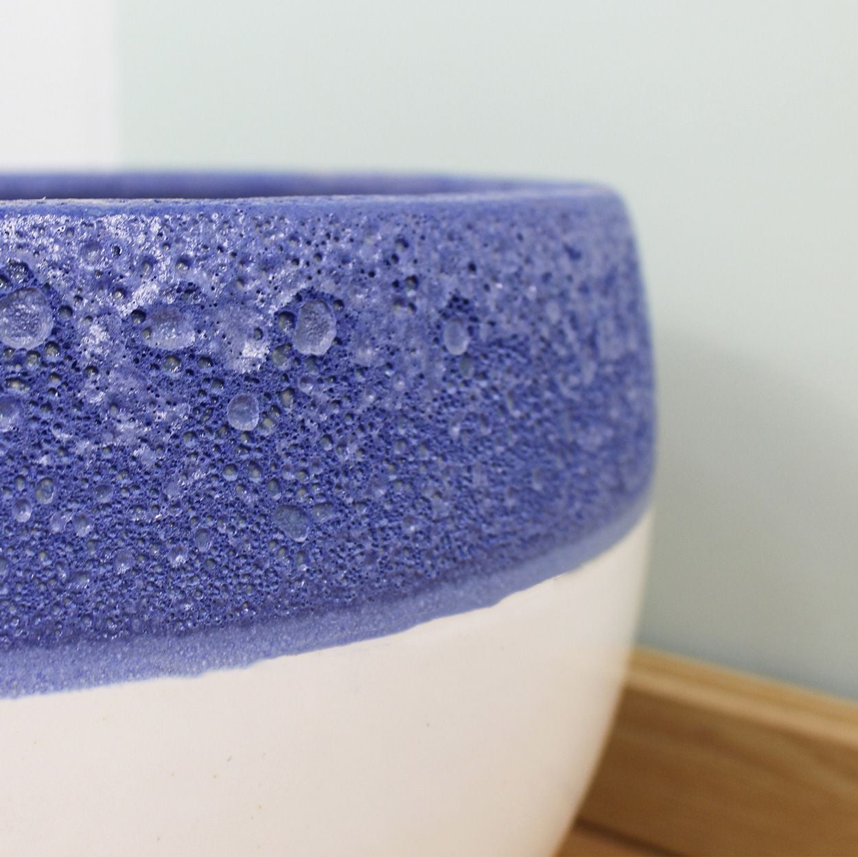  Ceramic Indoor Planters with Blue Trim | AUD002 