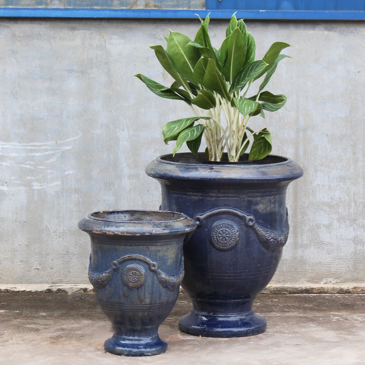  Classic Blue Ceramic Urn Planter | AUP044 