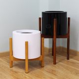  Decorative Small Cylindrical Pots Planter with Wooden Stand | AUFS070 