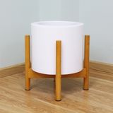  Decorative Small Cylindrical Pots Planter with Wooden Stand | AUFS070 