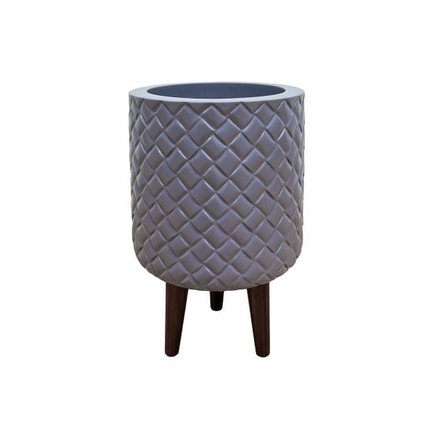 Diamond Texture with Wooden Leg Pots Planter AUFS116 - 1